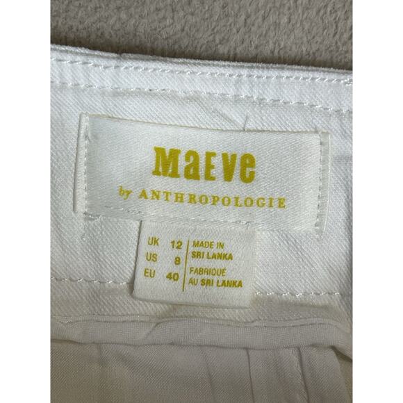 Anthropologie Maeve Pants Womens 8 Ivory The Colette Casual High Waist Adult NWT - Picture 9 of 14